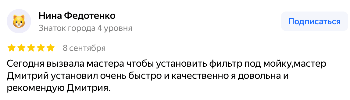 Отзыв Нина Федотенко — скриншот Яндекс.Карт